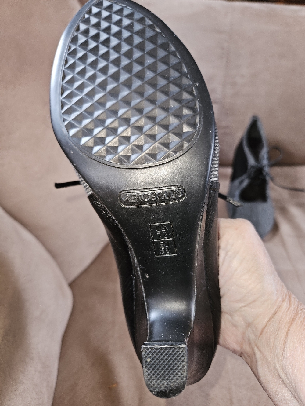 Aerosoles Sz 7.5M Lahdscape Zip Back Oxford Style 3" Heel Shoes - Picture 3 of 4